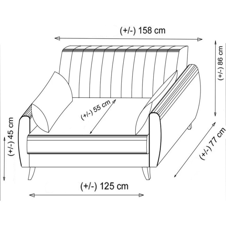 Sofá cama 2 plazas Alkon Gris oscuro