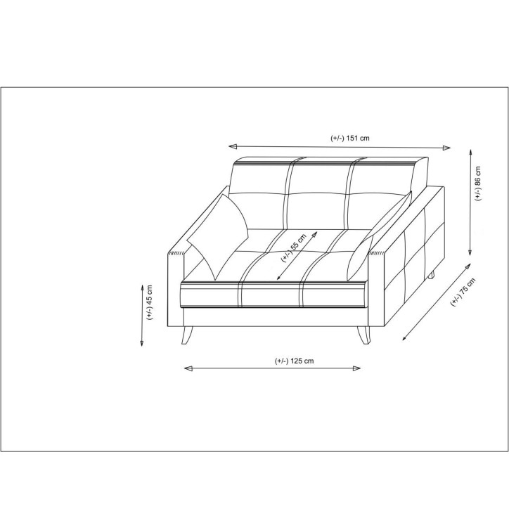 Sofá cama 2 plazas Polya Gris oscuro