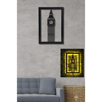 Iluminación LED decorativa Big Ben amarillo 60x31 cm