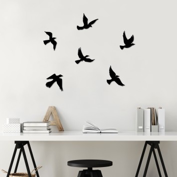 Decoración pared de metal Flying Birds negro 17x17 cm