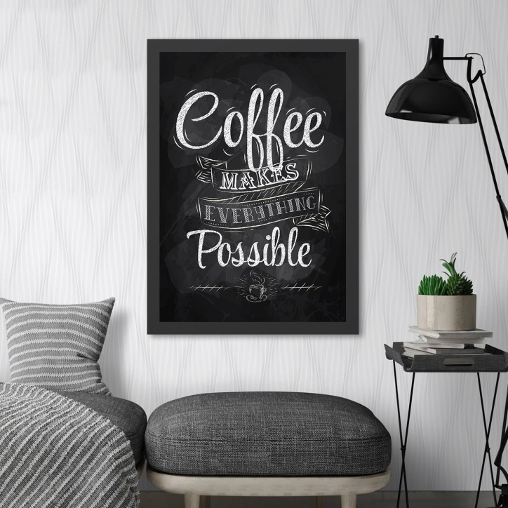 Pintura decorativa enmarcada MDF Coffee 2 (35 x 45) blanco negro 35x45 cm