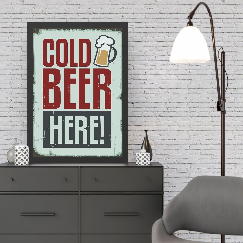 Pintura decorativa enmarcada MDF Cold Beer (35 x 45) multicolor 35x45 cm
