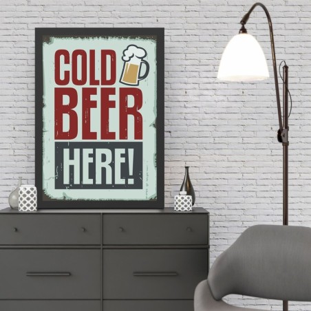 Pintura decorativa enmarcada MDF Cold Beer (35 x 45) multicolor 35x45 cm