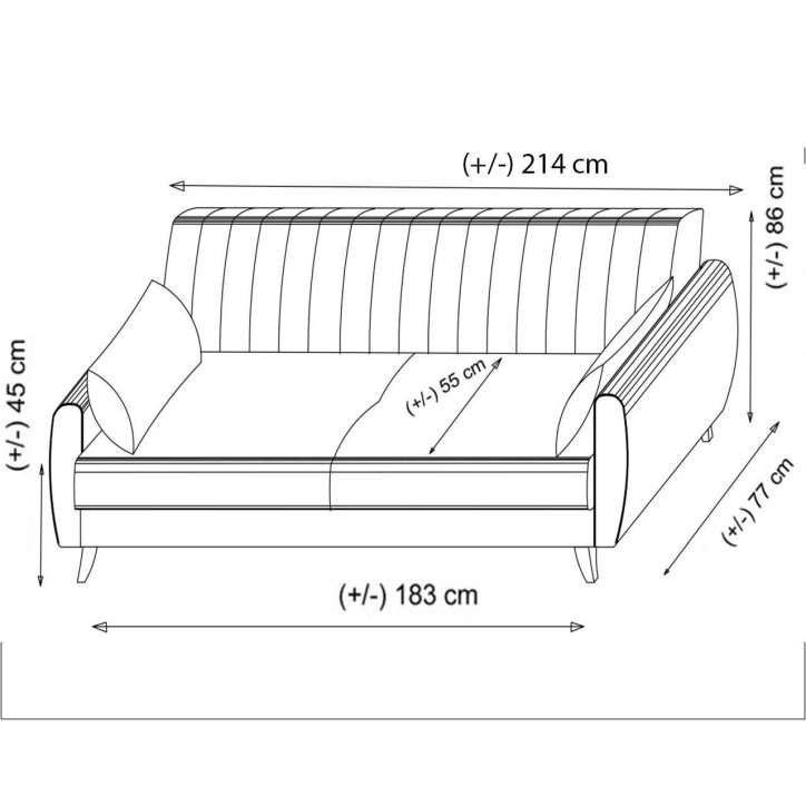 Sofá cama 3 plazas Alkon Gris oscuro