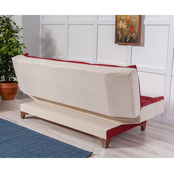 Sofá cama 3 plazas Kelebek Crema rojo burdeos