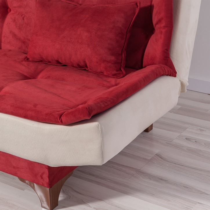 Sofá cama 3 plazas Kelebek Crema rojo burdeos