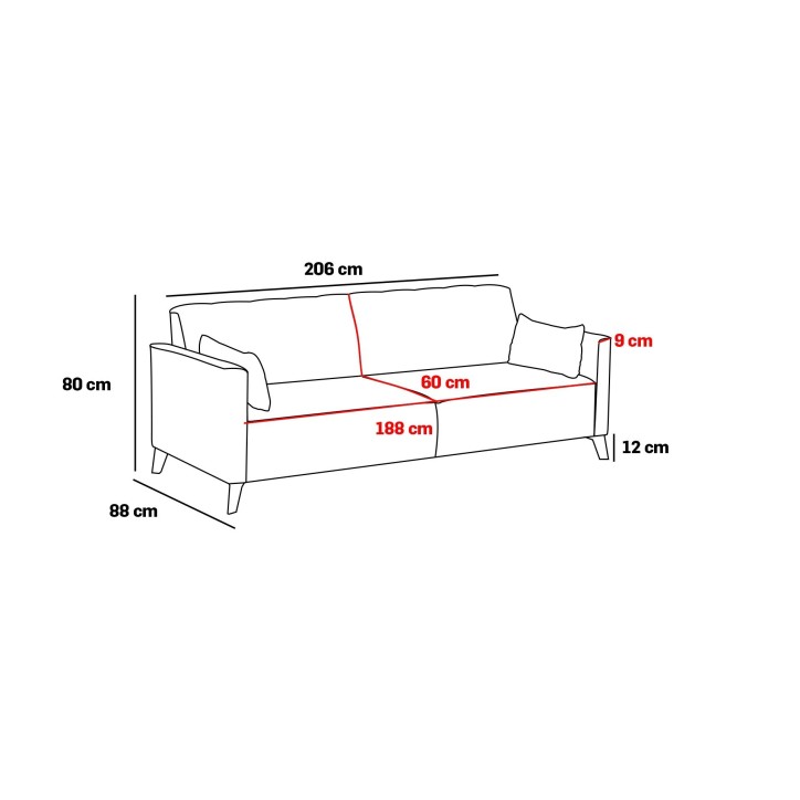 Sofá cama 3 plazas Ova Turquesa