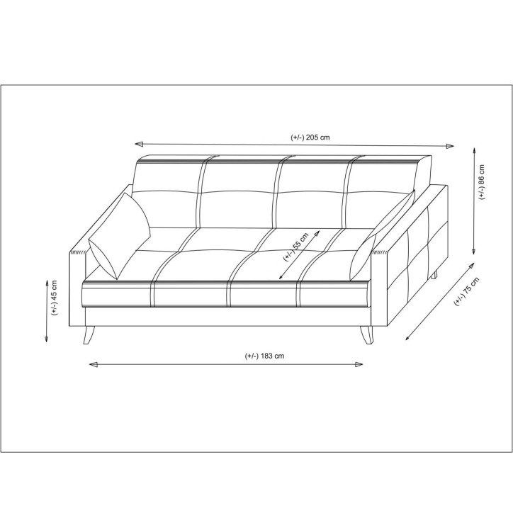 Sofá cama 3 plazas Polya Gris oscuro