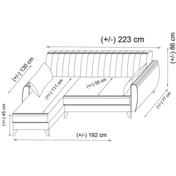 Sofá cama rinconera Alkon Gris claro - 730MST1301