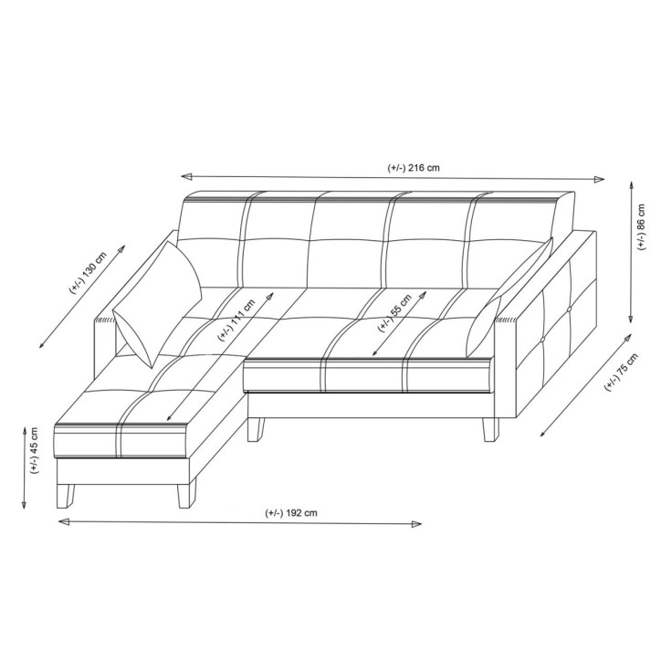 Sofá cama rinconera Polya Gris claro