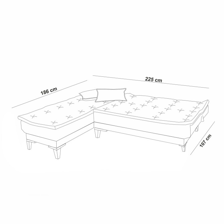 Sofá cama rinconera Santo izquierdo Antracita