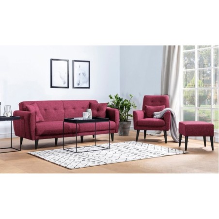 Set sofá cama sillón Aria TAKIM2-S 94819 Rojo burdeos