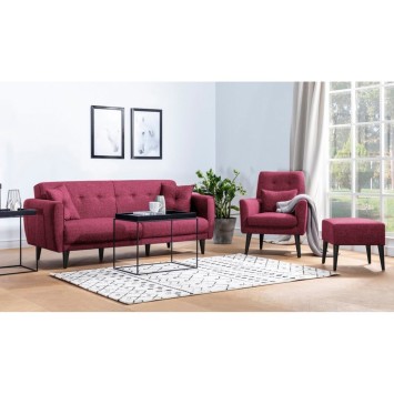 Set sofá cama sillón Aria TAKIM2-S 94819 Rojo burdeos - 867UNQ1684