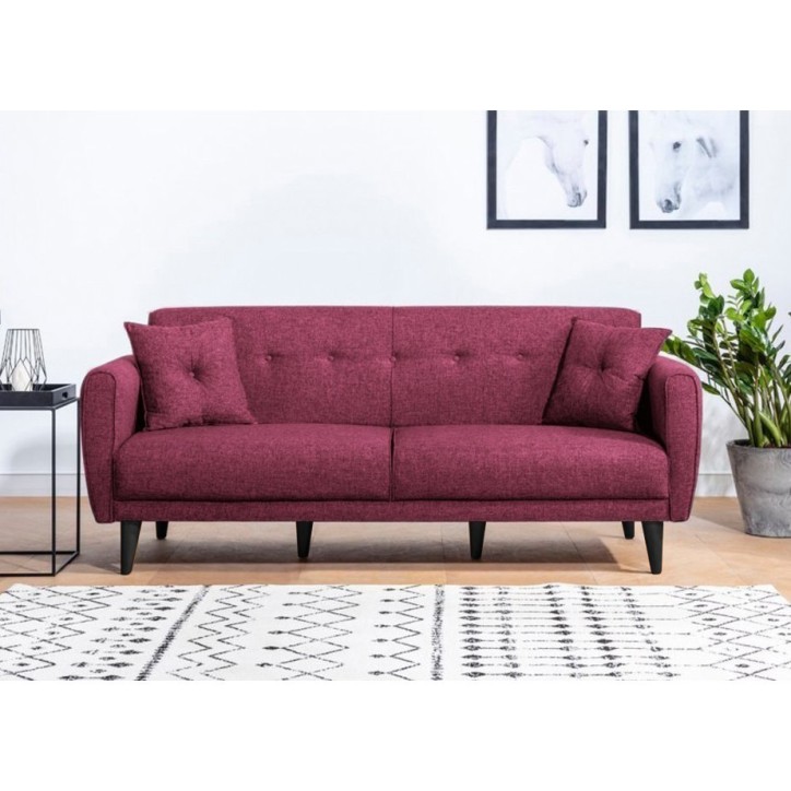 Set sofá cama sillón Aria TAKIM2-S 94819 Rojo burdeos