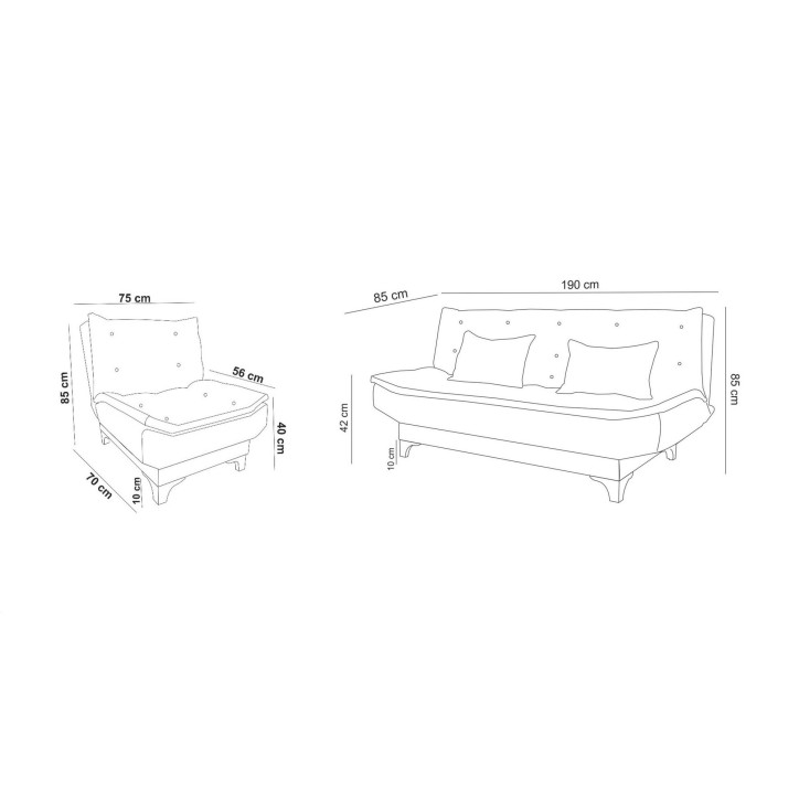 Set sofá cama sillón Santo S 1053 Antracita