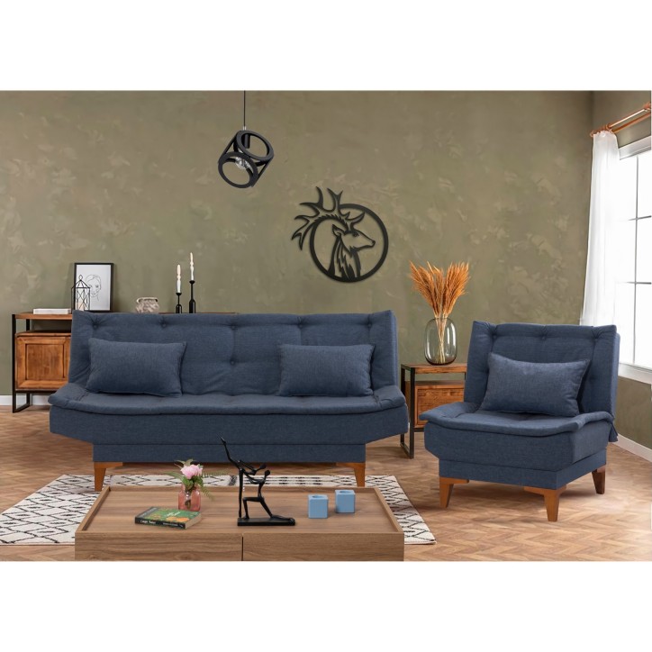 Set sofá cama sillón Santo Azul oscuro