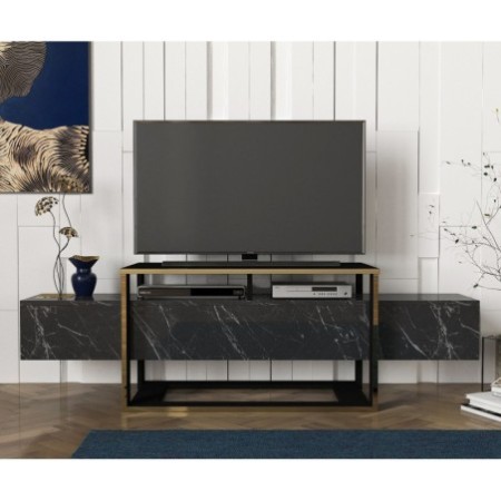 Mueble TV Bianco dorado negro