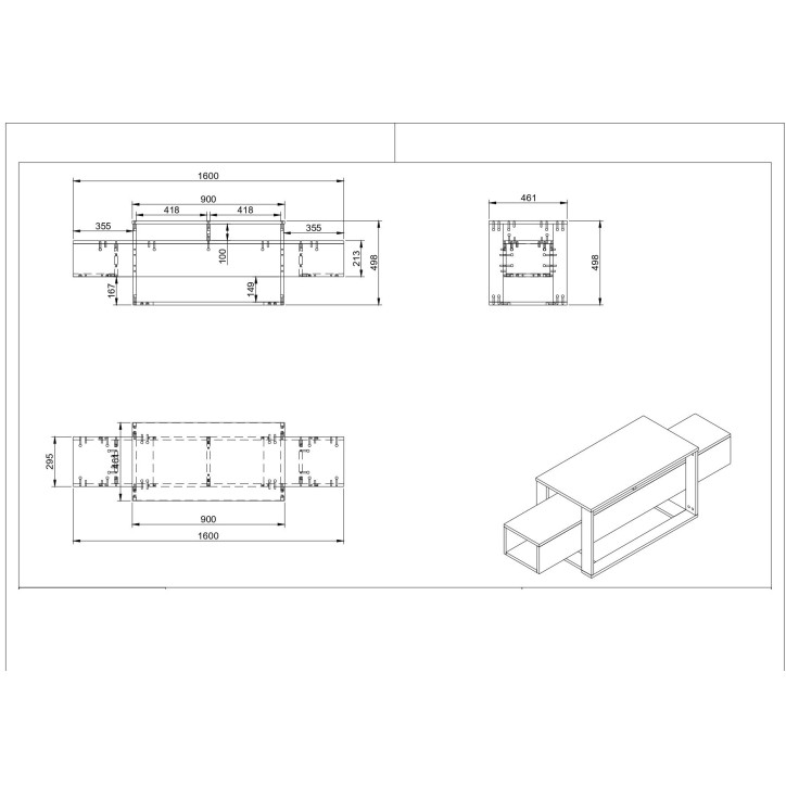 Mueble TV Bianco dorado negro