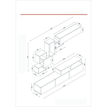 Mueble TV con estante Elit nogal blanco - 745DCD3024