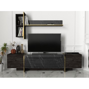 Mueble TV con estante Veyron dorado negro - 804TRH3051