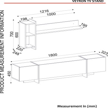 Mueble TV con estante Veyron dorado negro - 804TRH3051