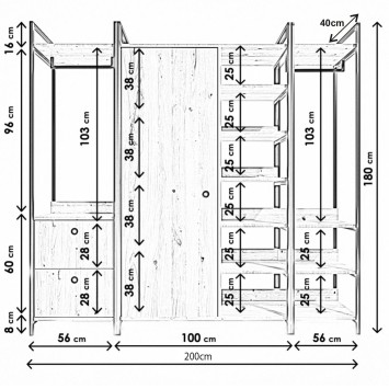 Armario Okan L600 roble negro - 285LCV1181