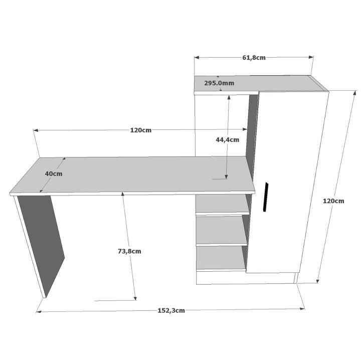 Escritorio de estudio CT2 AB pino atlántico negro