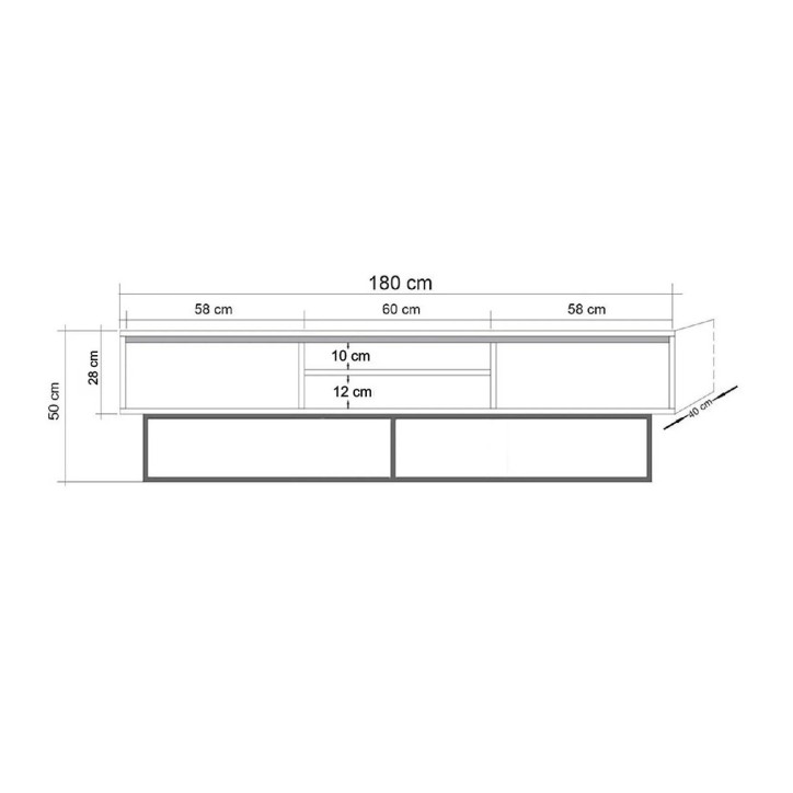 Mueble TV Rodez 180 negro nogal