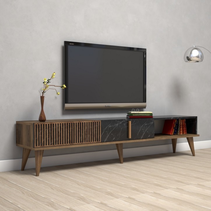 Mueble TV Milan negro nogal