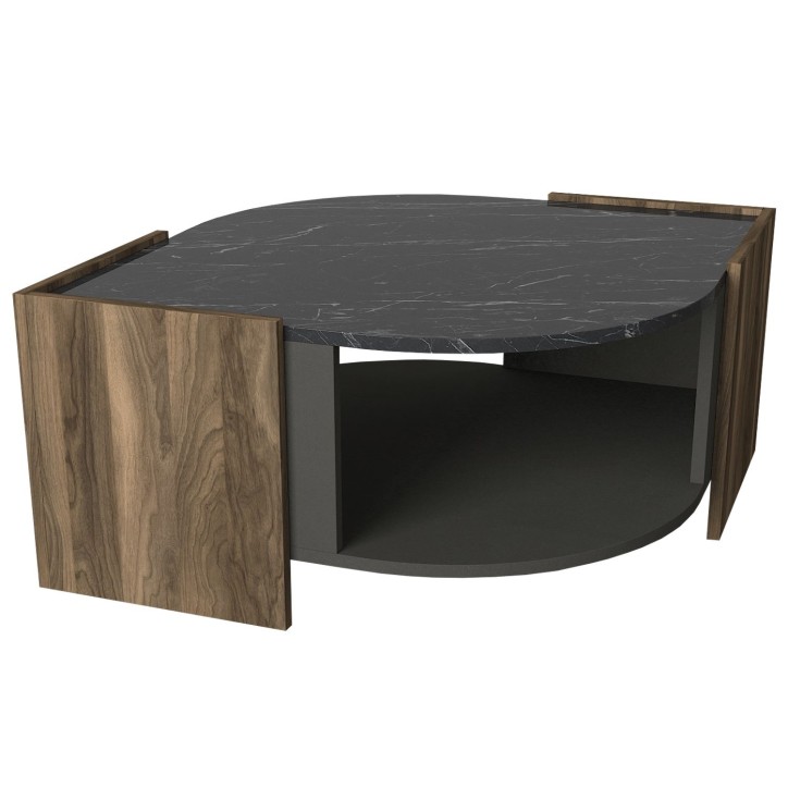 Mesa de centro Marbel negro nogal gris