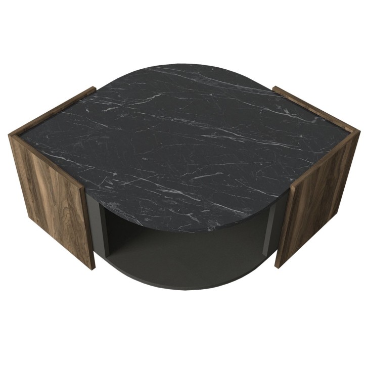 Mesa de centro Marbel negro nogal gris