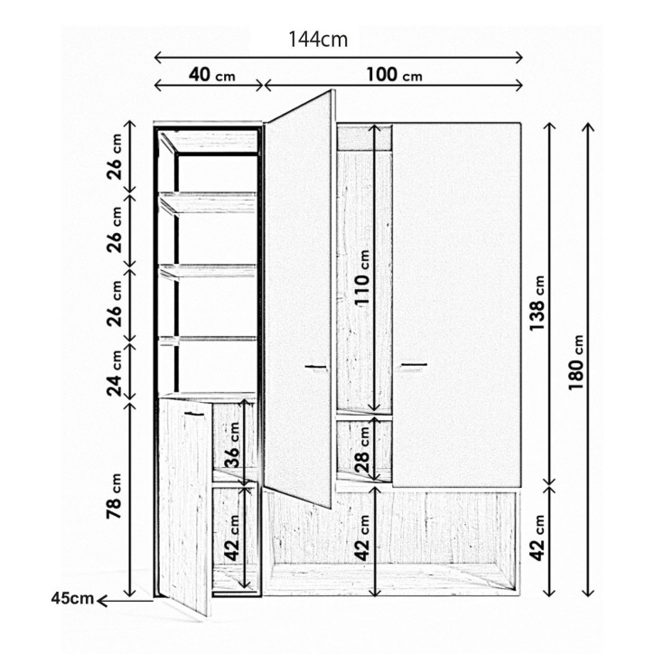 Armario Onur L602 roble antracita