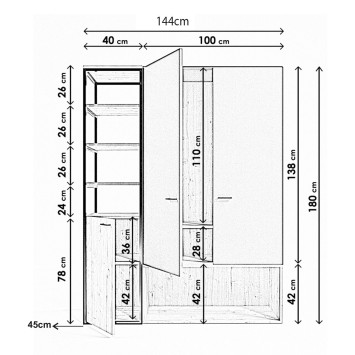 Armario Onur L602 roble antracita - 285LCV1151