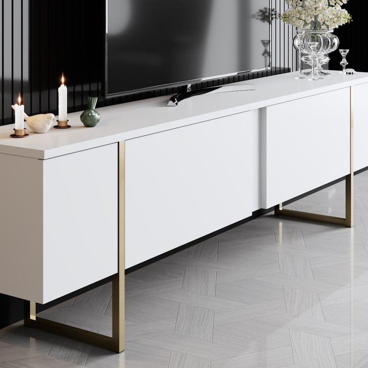 Mueble TV Luxe dorado blanco