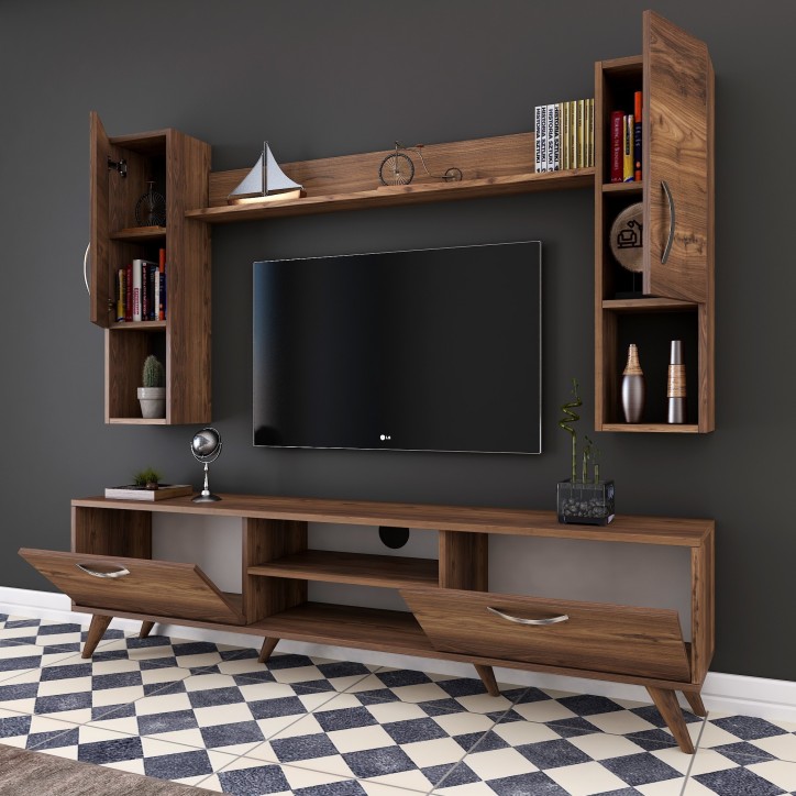 Mueble TV con estante M27-284 nogal