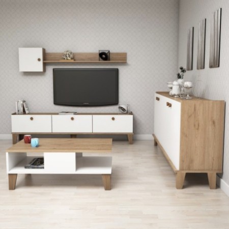 Conjunto de muebles de salón Sumer 3 roble blanco