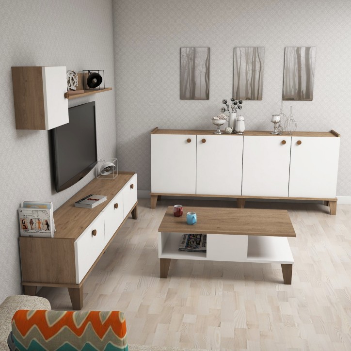 Conjunto de muebles de salón Sumer 3 roble blanco