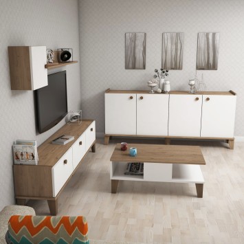 Conjunto de muebles de salón Sumer 3 roble blanco - 566BMS1505