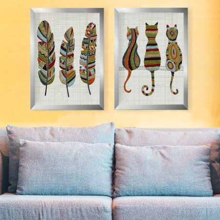 Cuadro decorativo enmarcado SET_113 multicolor 34x44 cm (2 piezas)