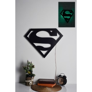 Iluminación LED decorativa Superman verde 52x40 cm