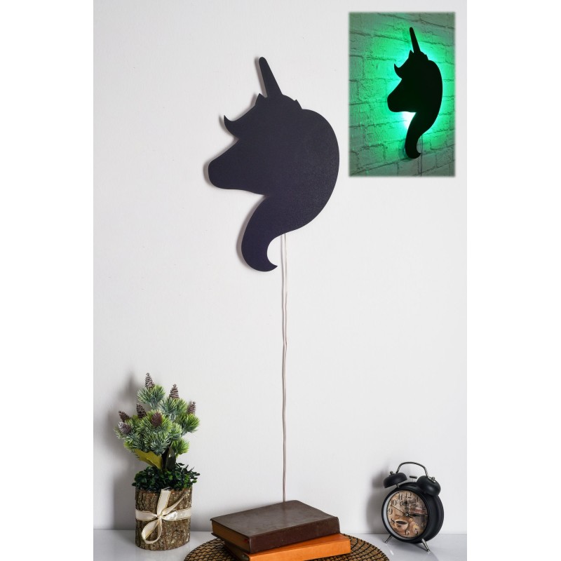 Iluminación LED decorativa Unicorn verde 26x42 cm