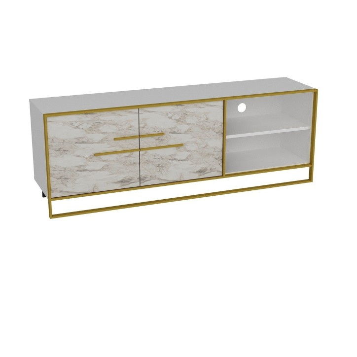 Mueble TV Polka blanco oro