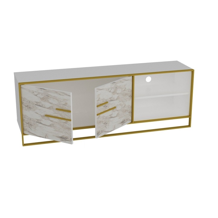 Mueble TV Polka blanco oro