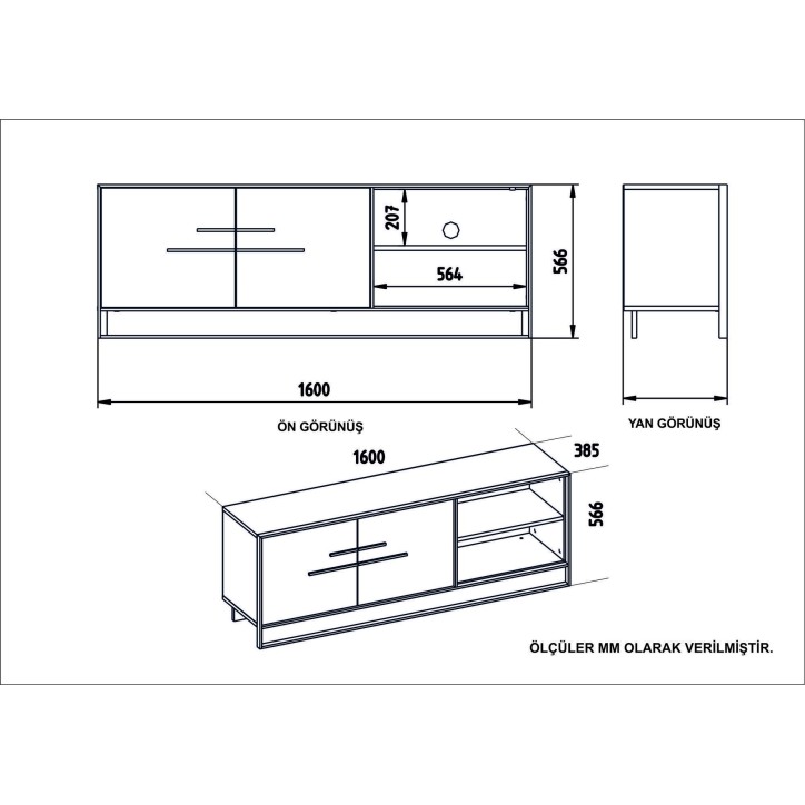 Mueble TV Polka blanco oro