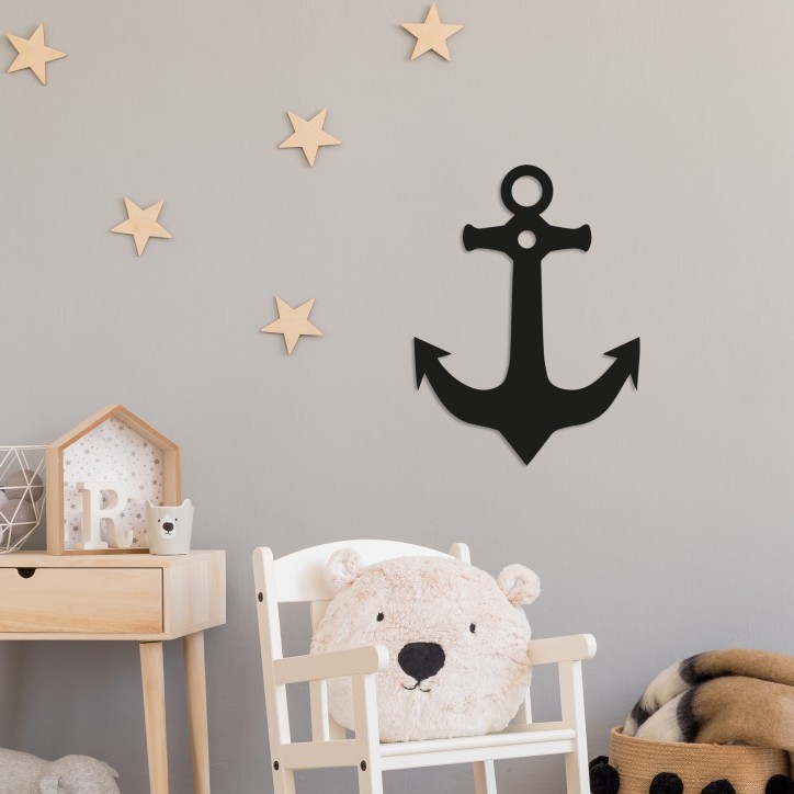 Decoración pared de metal Anchor negro 36x50 cm