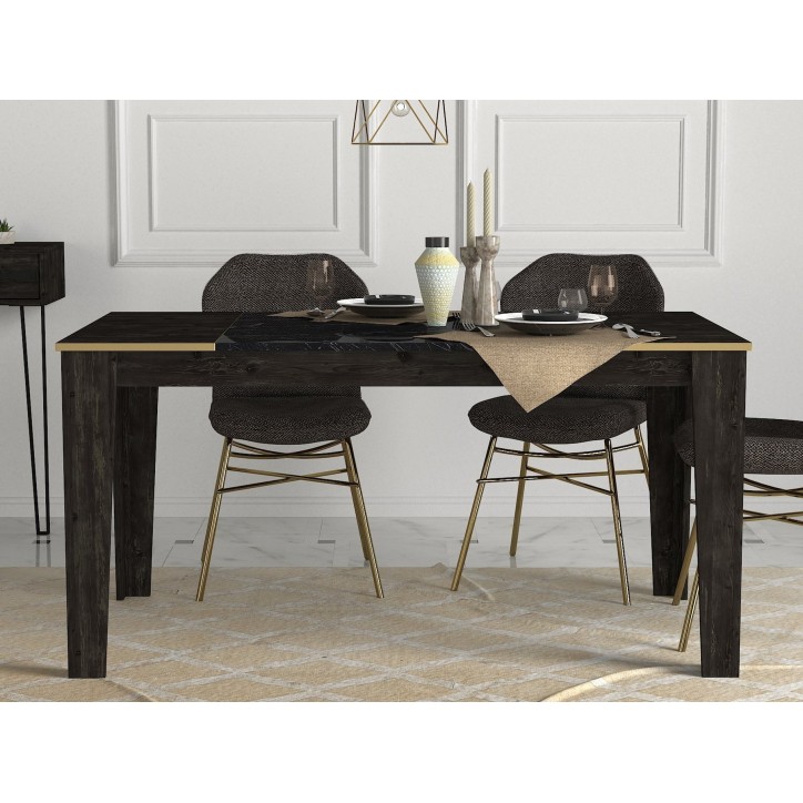 Mesa comedor Veyron dorado negro