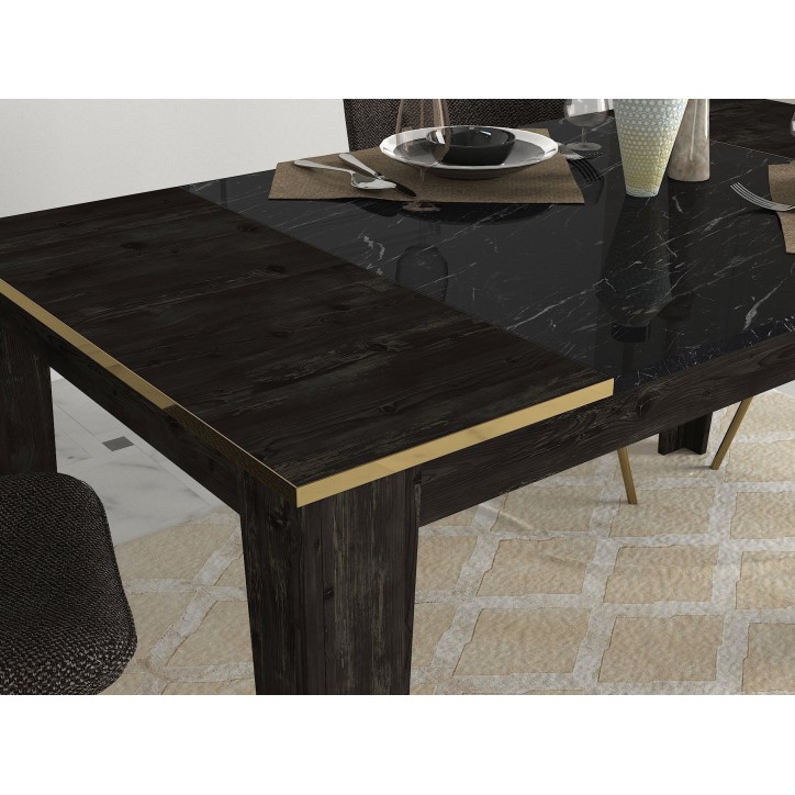 Mesa comedor Veyron dorado negro