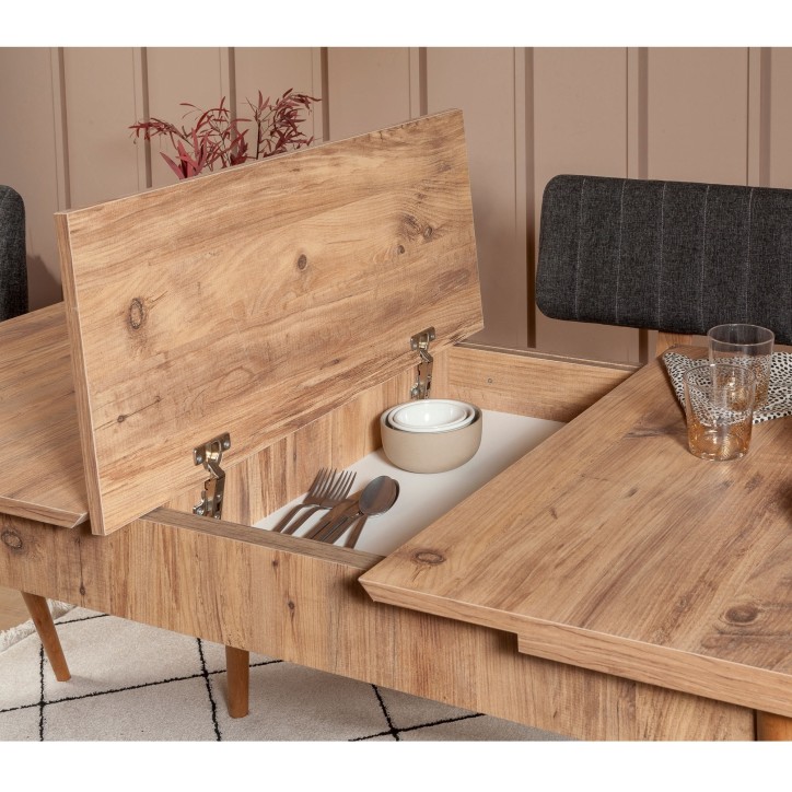 Set mesa comedor extensible y sillas (5 piezas) Vina pino atlántico antracita