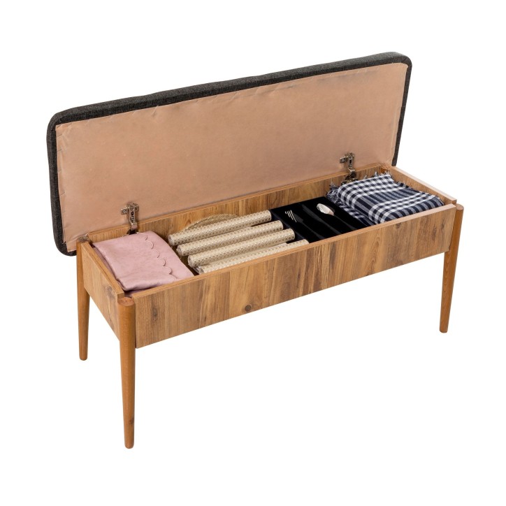 Set mesa comedor extensible y sillas (5 piezas) Vina pino atlántico antracita