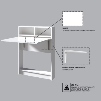 Mesa plegable Bracked blanco - 793ELG3802